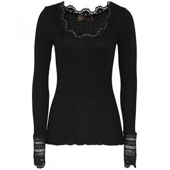 Rosemunde Langarmshirt Benita Seidenbluse mit Vintage-Spitzenbesatz und elastischer Spitze an den Ärmeln