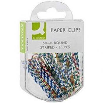 Q-Connect Assorted Striped Color Clips 50mm