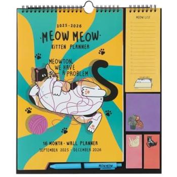 Planificador Mensual Meow 2025‑2026 con Pegatinas