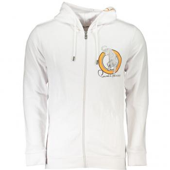 Cavalli Class White Cotton Zip Hoodie