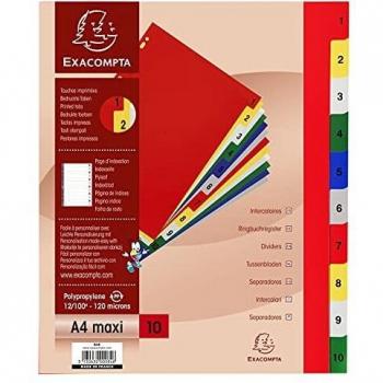 Intercalaires A4 maxi Exacompta 10 onglets