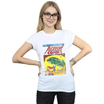 Women’s Superman Action Comics #1 White Cotton Top