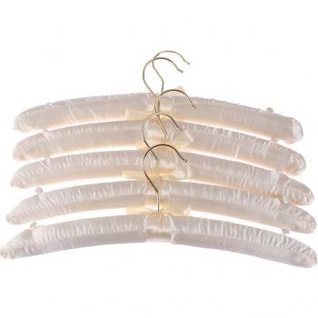 5Pcs White Satin Padded Clothes Hangers 38cm