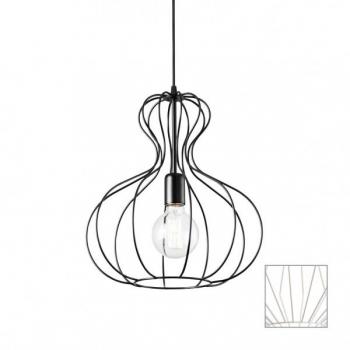 Ampolla Decorative Wire Frame Pendant, White, E27, Ideal Lux