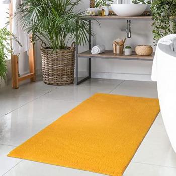 Badematte CARPET CITY Topia Mats, Badteppich uni, H:14mm, Polyester, Hochflor, Kaninchen Haptik, waschbar