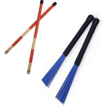 Brosses de tambour en bambou 40Cm pour jazz et brosses rétractables 32Cm