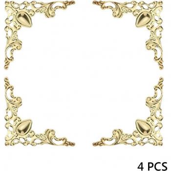 4 Protectores Decorativos de Esquina de Bronce Antiguo