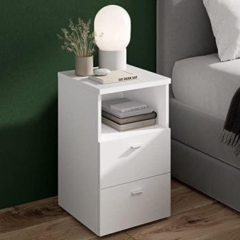 Weißer Nachtschrank CERNA-10, 35/61,5/39,9 cm