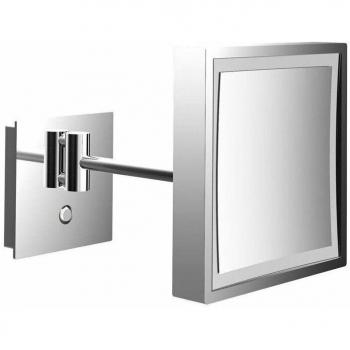 Miroir LED Emco Rasoir 203 mm Carré, Grosissement Triplex, Noir