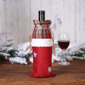 Étui de bouteille de vin en lin flocon de neige