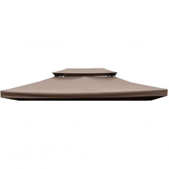 Outsunny 3 x 4m Gazebo Canopy Roof Top Replacement Pavilion Tent Spare Part 2 Tier Brown