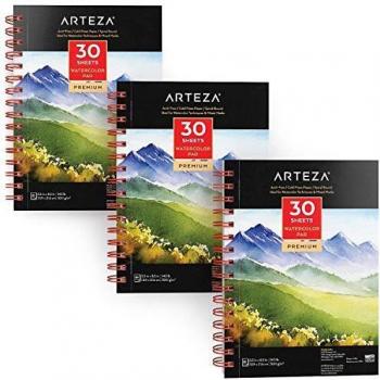 Carnet d’aquarelle Arteza – 90 pages, papier blanc pressé à froid