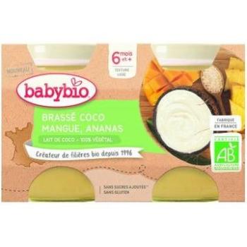 BabyBio Brassé de Coco, Mango y Piña 2x130g