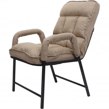 Sedia Lounge Imbottita 160kg Reclinante in Tessuto Marrone Chiaro