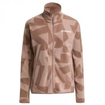 Adidas Performance – Terrex – Fleecejacke in Earth Strata / Trace Brown mit durchgehendem Reißverschluss und Print‑Grün M female
