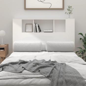 VidaXL White High Gloss Headboard Cabinet 120x18.5x102.5 cm