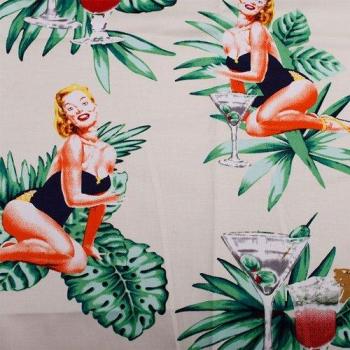 Prenda de Vestir Lino con Motivo Retro Europeo