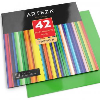ARTEZA Multi-Colored Adhesive Vinyl Rolls, 12x12, Pack of 42, Water Resistant, User-Friendly Weeding and Cutting Process, Ideal for Indoor & Outdoor Decorations, Suitable for Use with Cricut Tools