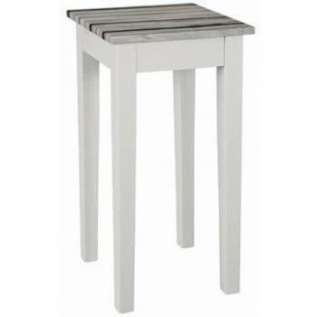 Table D'appoint 30x30x61 Cm Décor Pin Et Blanc Brillant