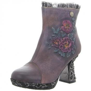 LAURA VITA Damen High Heels Lila Blockabsatz Stiefelette