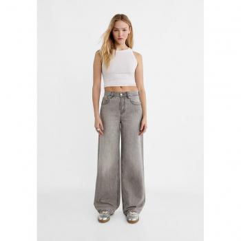 Stradivarius D99 Wide Leg Flared Jeans in Solid Black