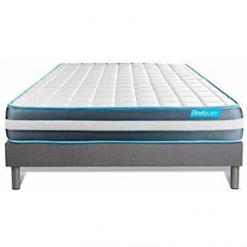 Ensemble matelas 140x190 BodyForm mémoire de forme 3 zones + sommier gris