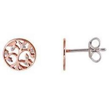 Lebensbaum-Ohrstecker aus Silber mit Zirkonia in Rosé von XENOX
