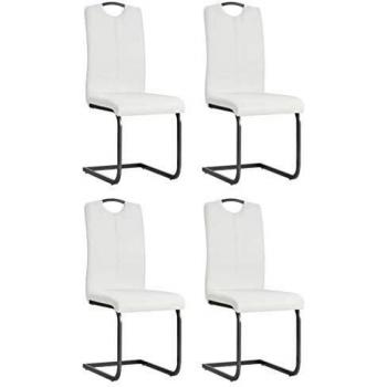 VidaXL 4-Unit White Faux Leather Dining Chair Pads