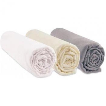Lot 3 draps housses coton bio 70x160 cm – nuancier noisette, écru, blanc