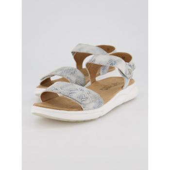 Plus Size Women’s Grey Crocodile Leather Sandals, Size 5, Synthetic Fibers/Leather