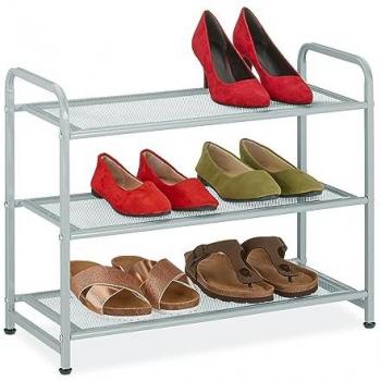 Scarpiera Slim Metallo Argento 48x60x25 cm