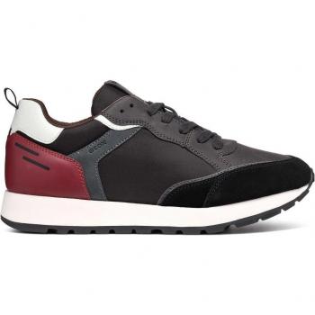 Geox Partenio: zapatilla negra con acento rojo, 44