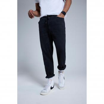 Jeans STHUGE uomo 5XL nero taglio dritto con cinque tasche, tessuto di cotone