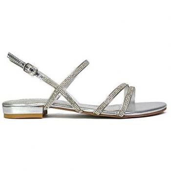 XY London Women’s Orla Silver Strappy Summer Flats