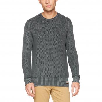 Superdry Herren Sweatshirt Garment Dye L.A. Textured Crew, Grau