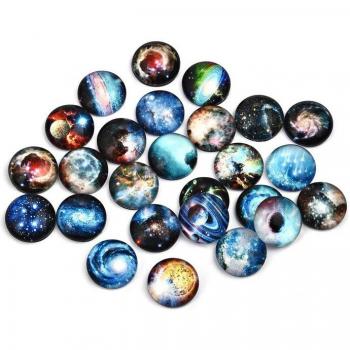 50Pcs 25mm Galaxy Starry Sky Pattern Glass Cabochons