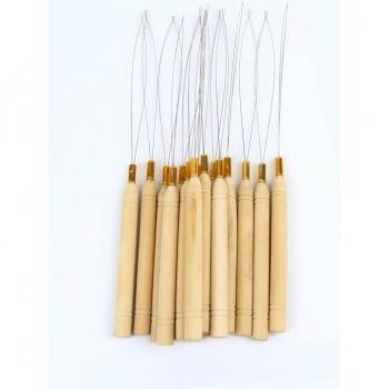 Hair Extensions Pulling Tool with Wooden Handle