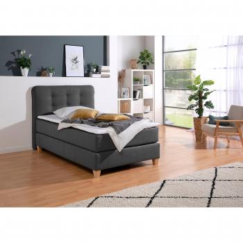 Boxspringbett HOME AFFAIRE in Grau (Anthrazit) – 138 x 209 cm, Komplettpaket mit Komfortschaum‑Topper