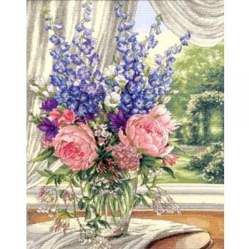 Gold Collection: Peonies & Delphiniums 18-Piece Stitching Kit