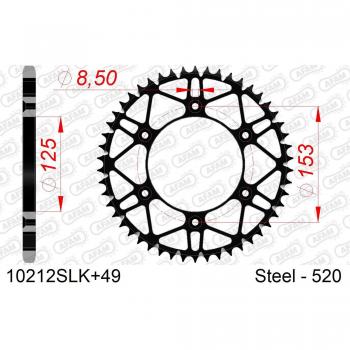 Kit chaîne Afam 520 avec pignon de 49 dents et couronne en acier anti-boue (référence : 10212)