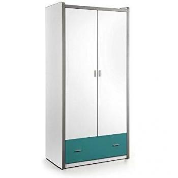 Vipack Bonny Kleiderschrank 2 Türen, Holzwerkstoff, weiß türkis