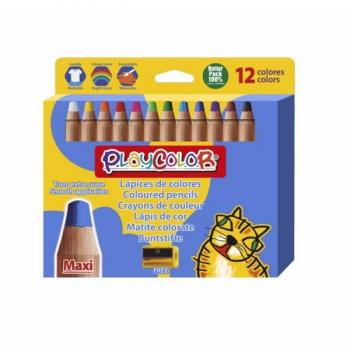Lápices de Colores Playcolor – Pack de 12 con Punta Gruesa y Trazo Suave