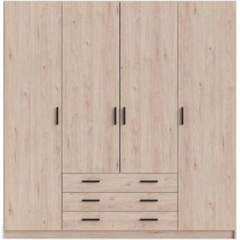 Tvilum 4-Dörrig Garderob med 3 Lådor – Hickory Finish