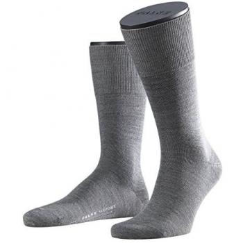 1 Pair Dark Grey Melange Airport Plain Virgin Wool and Cotton Business Socks