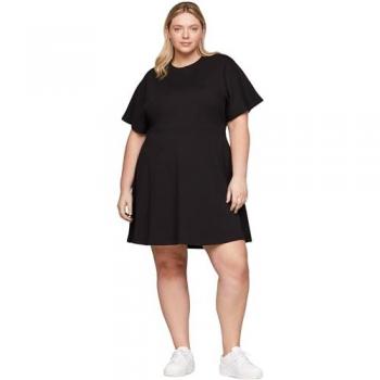 Tommy Hilfiger Curve Blusenkleid Kurzarm T-Shirt Kleid Schwarz Größe 48