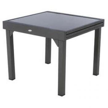 Table extensible carrée Piazza 4/8 places en verre Gris anthracite