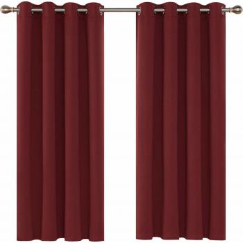 Deconovo Ösen Vorhang Thermogardine 138x117 cm Rot 2er Set