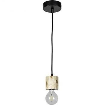 Lampe suspendue Pino – Pin naturel – Métal noir – Câble PVC