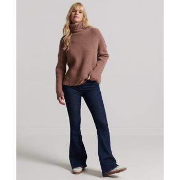 Pull Superdry Studios femme col roulé épais Tan Taille: 38