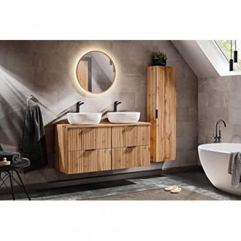 Ensemble complet salle de bain meuble double vasques à poser 120 cm + 2 éléments